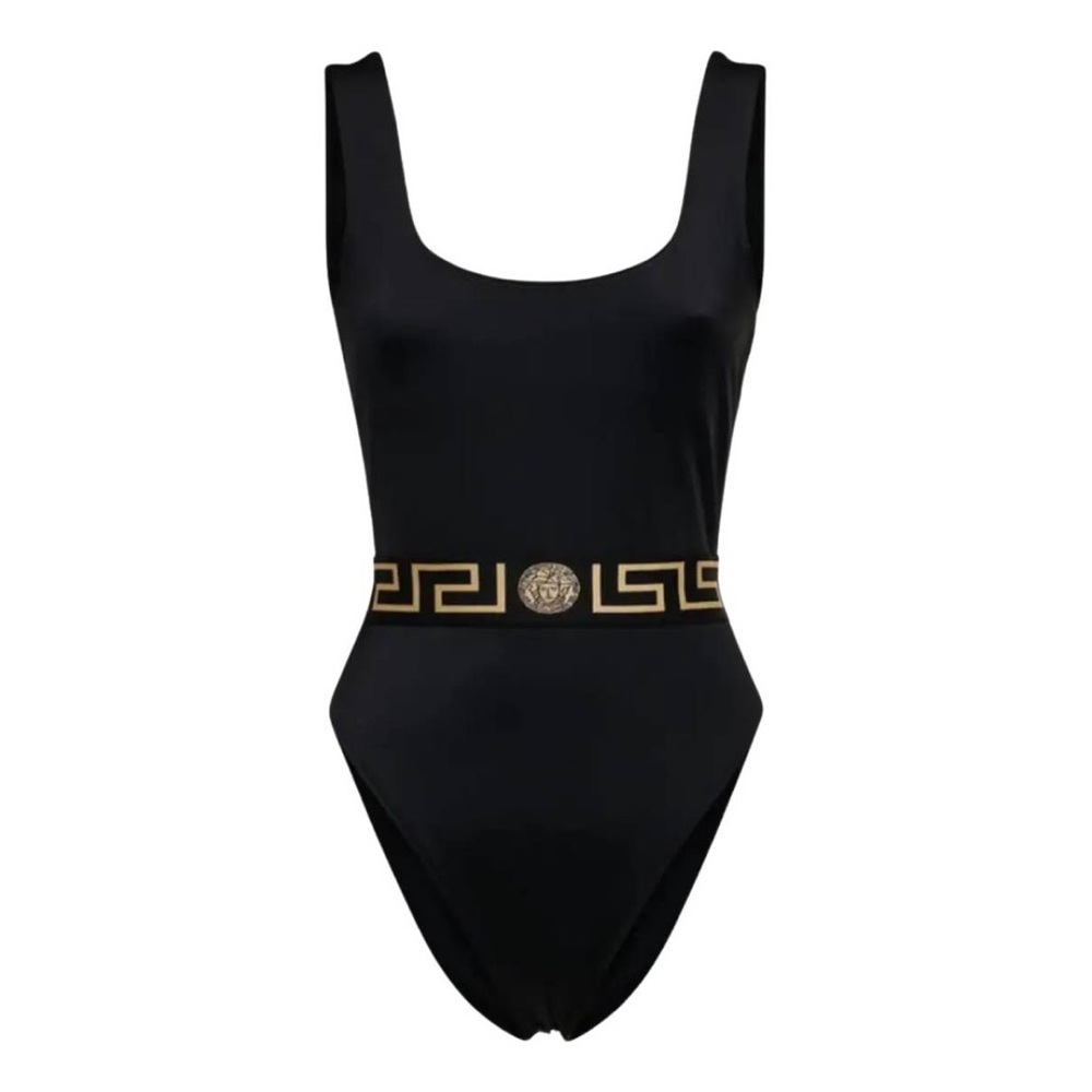 New Versace Medusa motif Greca black one piece swimsuit